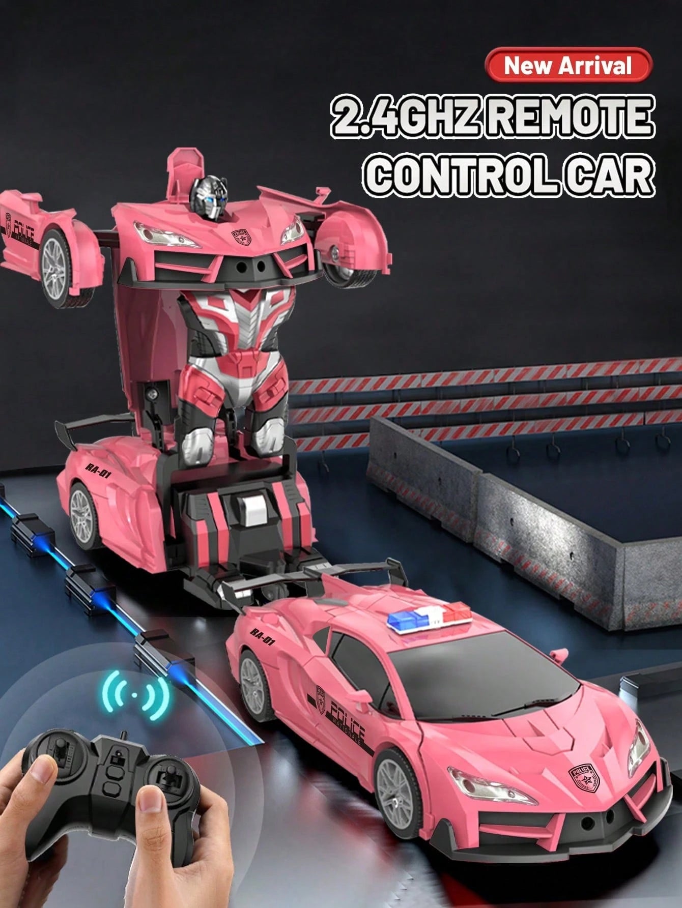 1pc Remote Control Pink Transforming Car Toy, Kids Transforming Robot Car, Pink Robot Remote Control Car Surprise Transforming Car Toy Gift For Girls, Remote Control Pink Transforming Car Toy, Remote