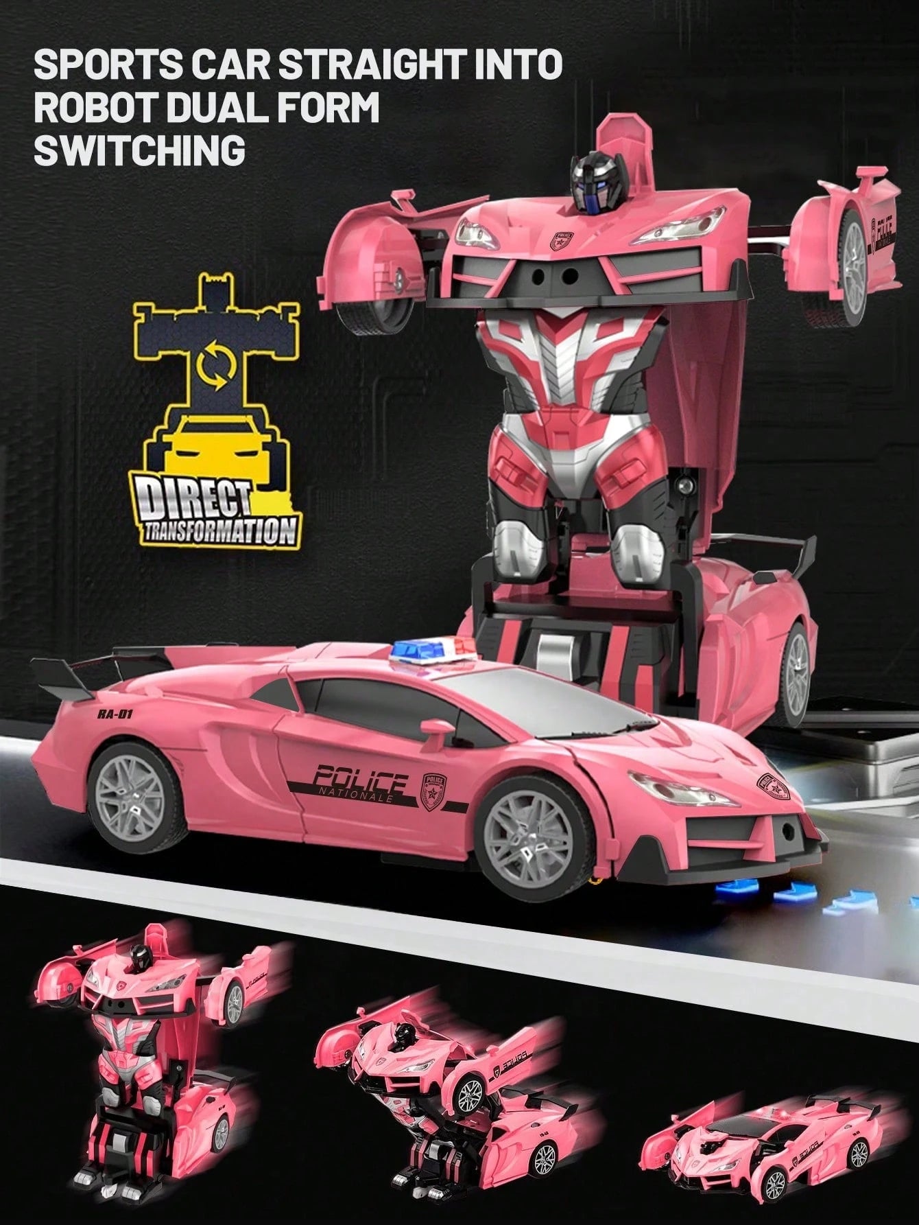 1pc Remote Control Pink Transforming Car Toy, Kids Transforming Robot Car, Pink Robot Remote Control Car Surprise Transforming Car Toy Gift For Girls, Remote Control Pink Transforming Car Toy, Remote