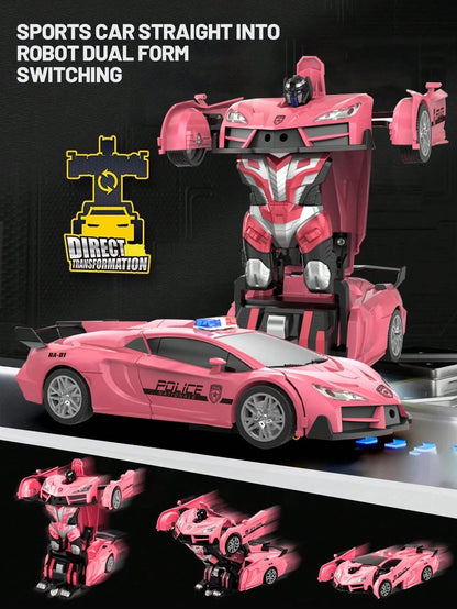 1pc Remote Control Pink Transforming Car Toy, Kids Transforming Robot Car, Pink Robot Remote Control Car Surprise Transforming Car Toy Gift For Girls, Remote Control Pink Transforming Car Toy, Remote