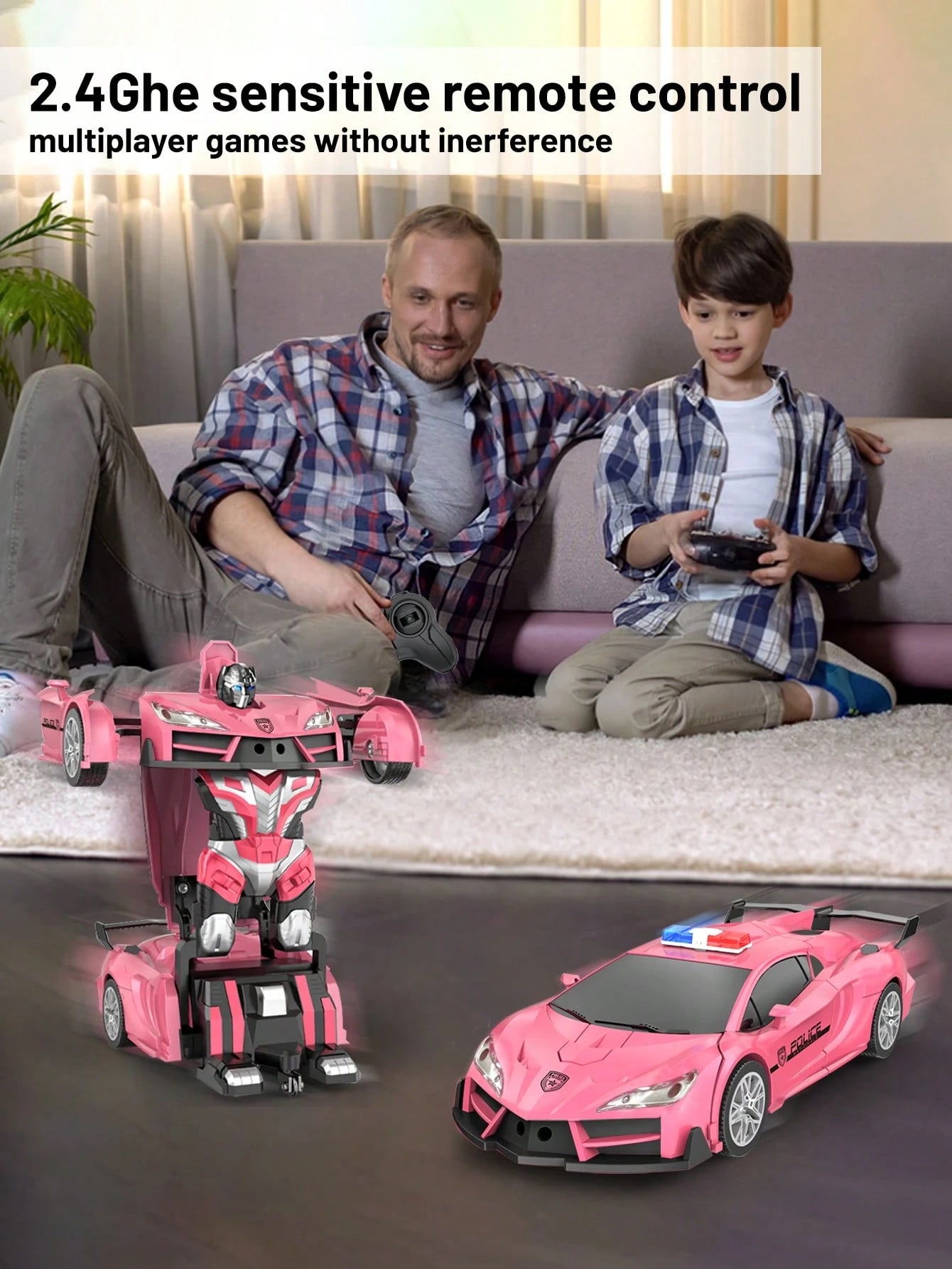 1pc Remote Control Pink Transforming Car Toy, Kids Transforming Robot Car, Pink Robot Remote Control Car Surprise Transforming Car Toy Gift For Girls, Remote Control Pink Transforming Car Toy, Remote