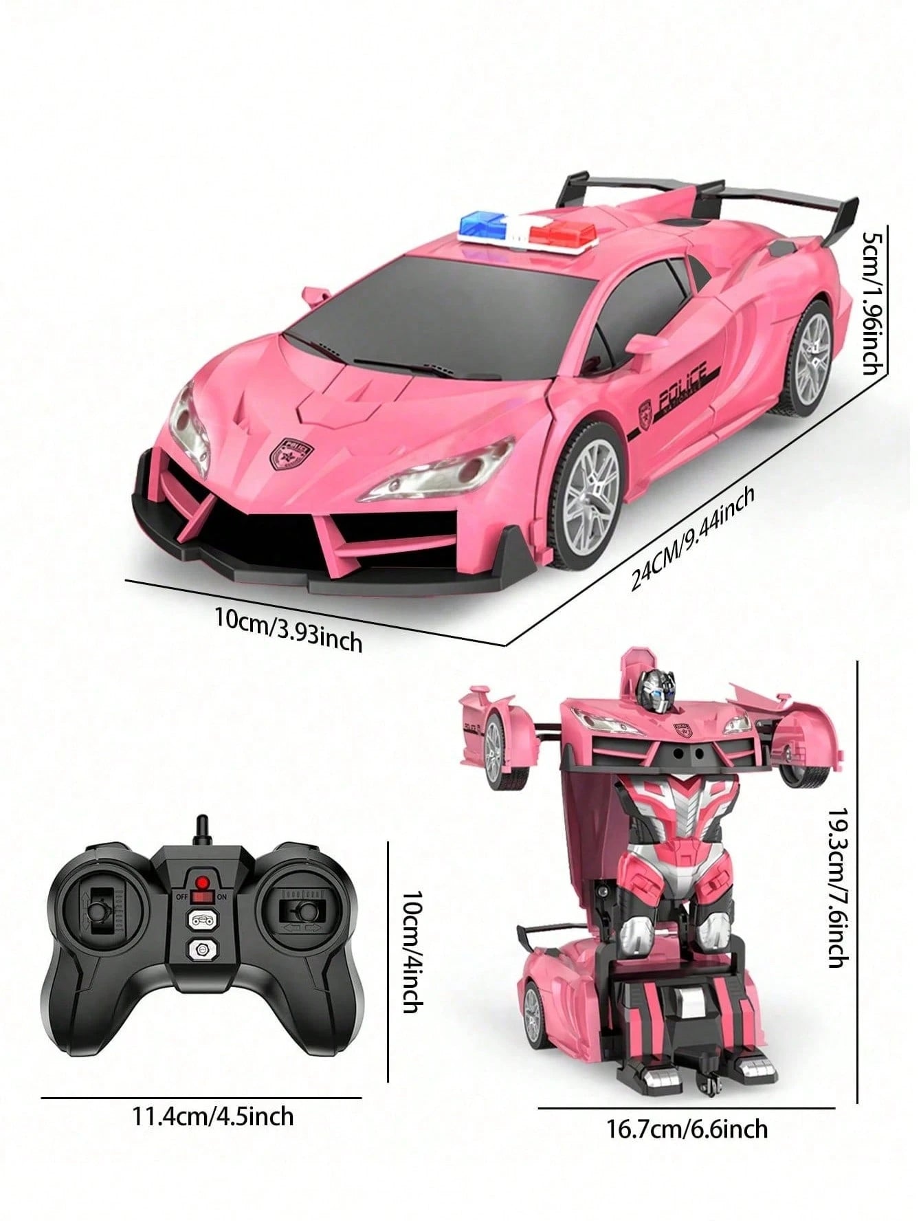 1pc Remote Control Pink Transforming Car Toy, Kids Transforming Robot Car, Pink Robot Remote Control Car Surprise Transforming Car Toy Gift For Girls, Remote Control Pink Transforming Car Toy, Remote