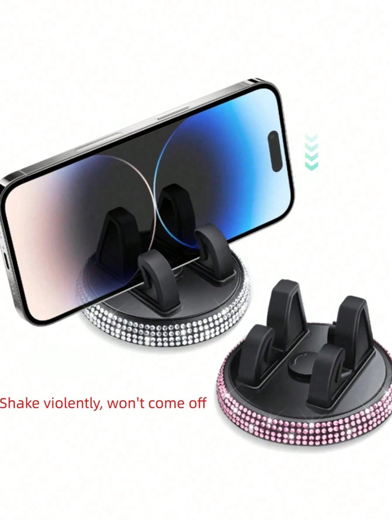 1pc Rhinestone Car Phone Holder, Cute Women's Design, Horizontal & Vertical Screen, Center Console Navigation Support Stand For Car