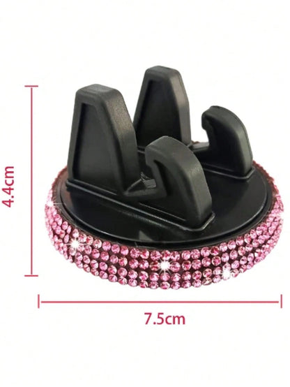 1pc Rhinestone Car Phone Holder, Cute Women's Design, Horizontal & Vertical Screen, Center Console Navigation Support Stand For Car