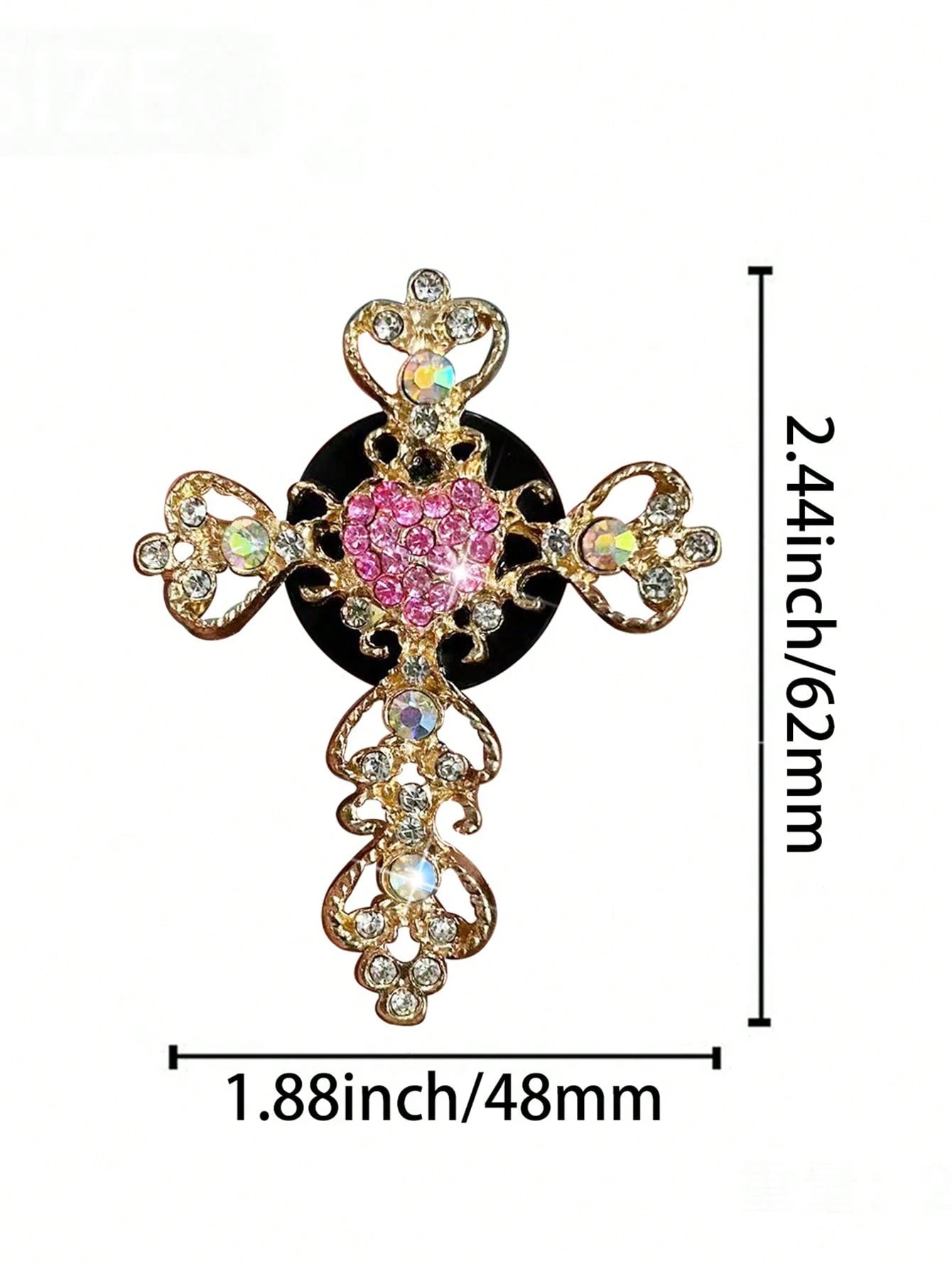 1pc Rhinestone Heart Car Air Outlet Perfume With Gold Rhinestone Cross Interior Air Conditioning Decoration