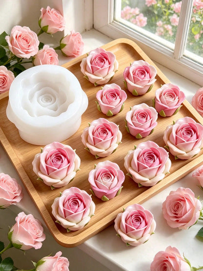 1pc Rose Bud Silicone Candle Mold Exquisite Flower Shape Non-Stick Reusable For Aromatherapy Candle Gypsum Resin Soap DIY Romantic Home Decor Valentine's Day Craft Supplies