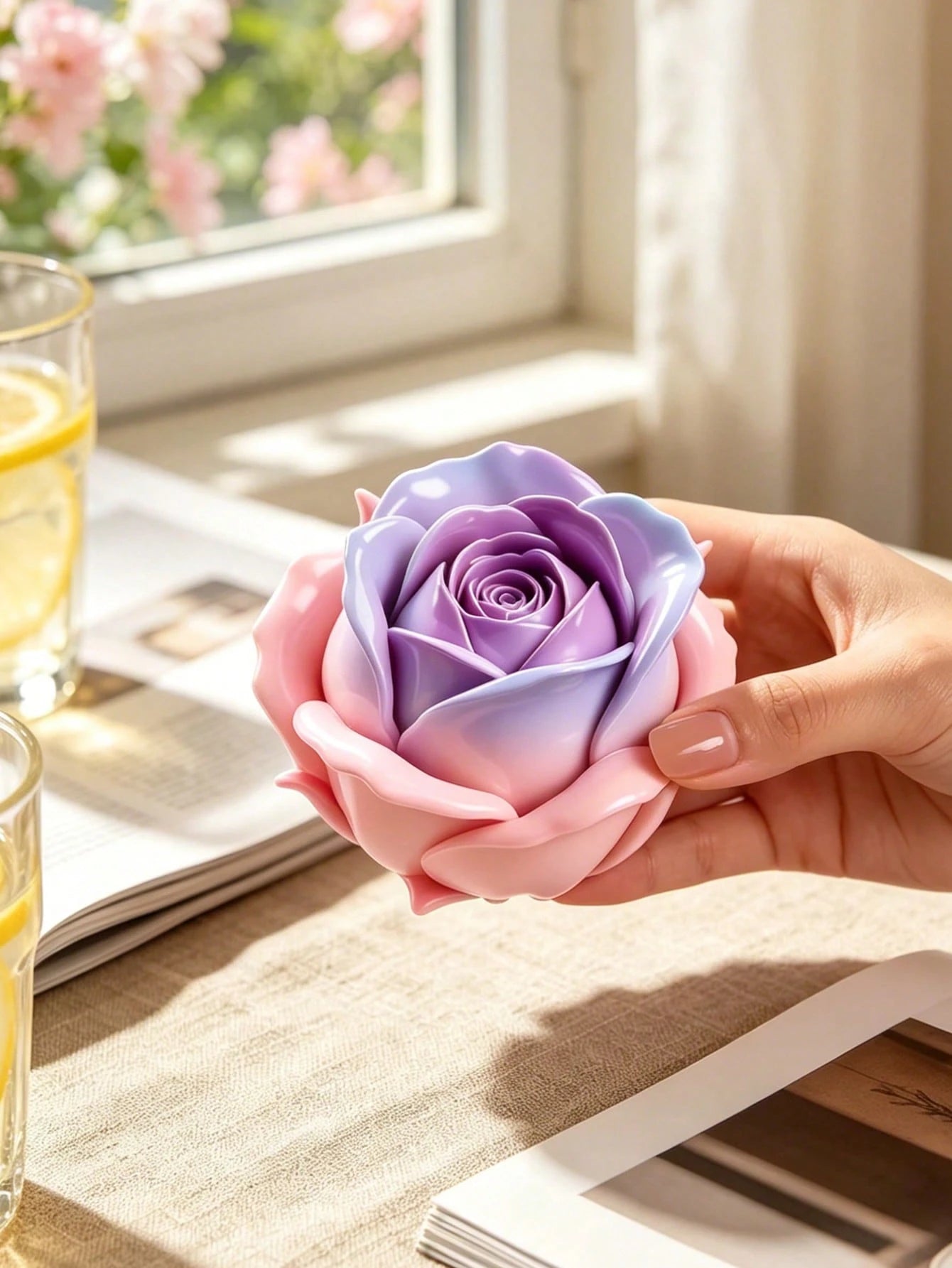 1pc Rose Bud Silicone Candle Mold Exquisite Flower Shape Non-Stick Reusable For Aromatherapy Candle Gypsum Resin Soap DIY Romantic Home Decor Valentine's Day Craft Supplies