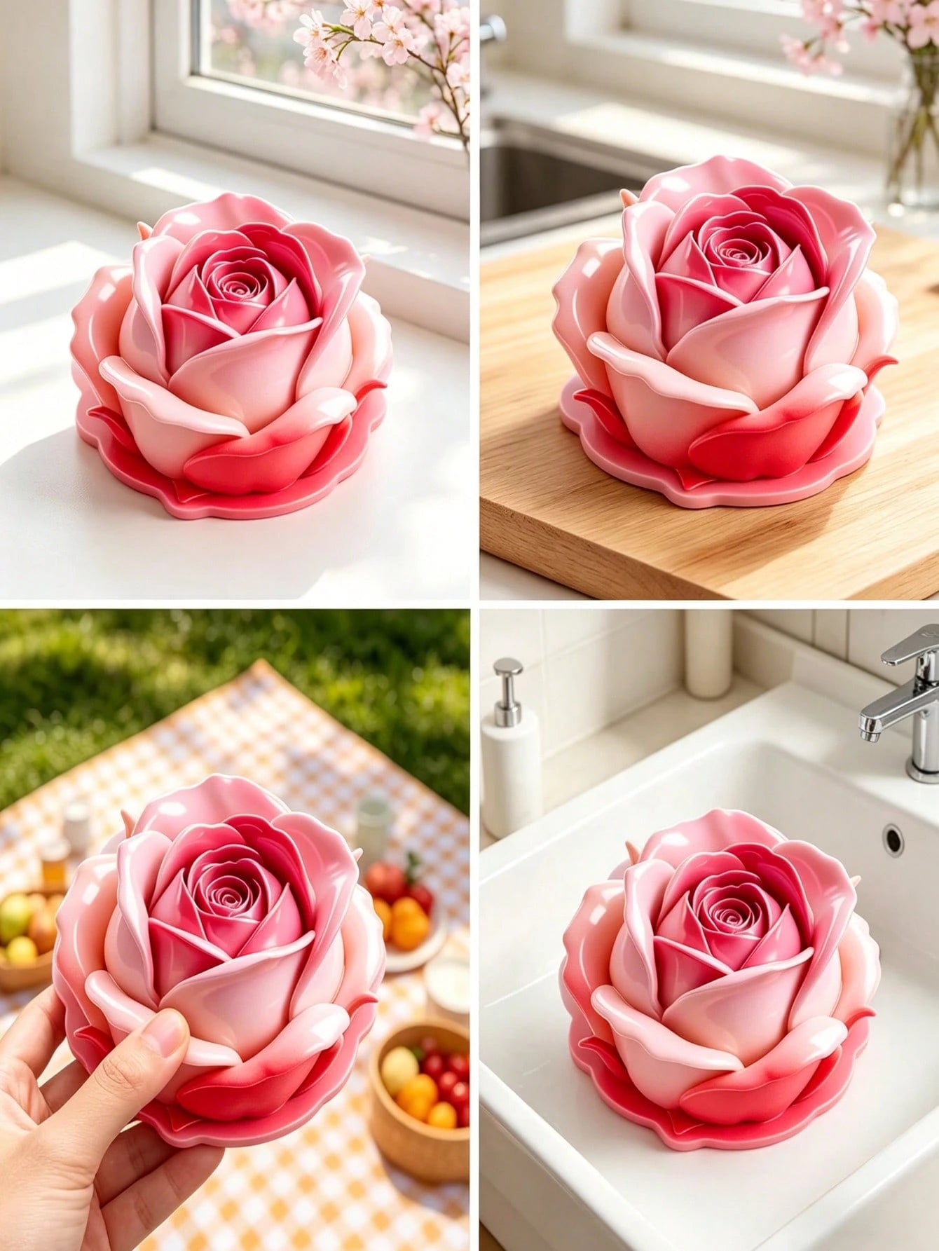 1pc Rose Bud Silicone Candle Mold Exquisite Flower Shape Non-Stick Reusable For Aromatherapy Candle Gypsum Resin Soap DIY Romantic Home Decor Valentine's Day Craft Supplies