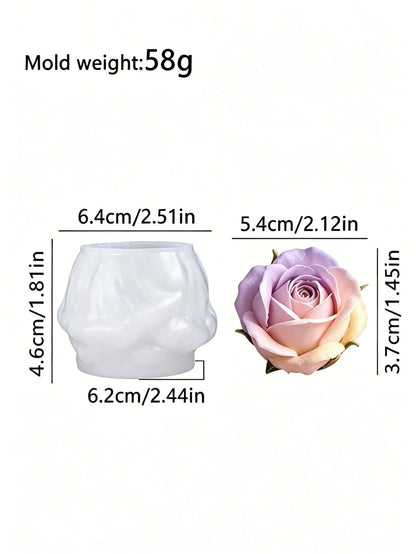 1pc Rose Bud Silicone Candle Mold Exquisite Flower Shape Non-Stick Reusable For Aromatherapy Candle Gypsum Resin Soap DIY Romantic Home Decor Valentine's Day Craft Supplies