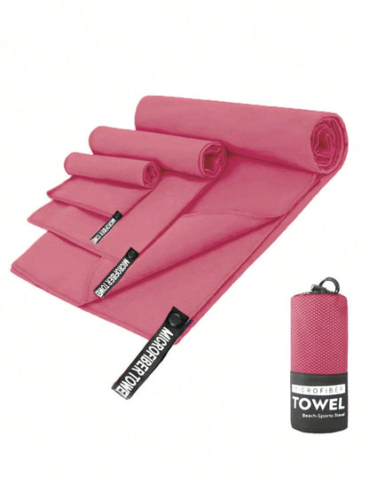 1pc Rose Red Quick Drying Towel, Ultra-Fine Fiber, Thin & Lightweight, Super Absorbent For Outdoor Sports, Camping, Gym, Yoga, Hiking Beach Essentials, Beach Towel
