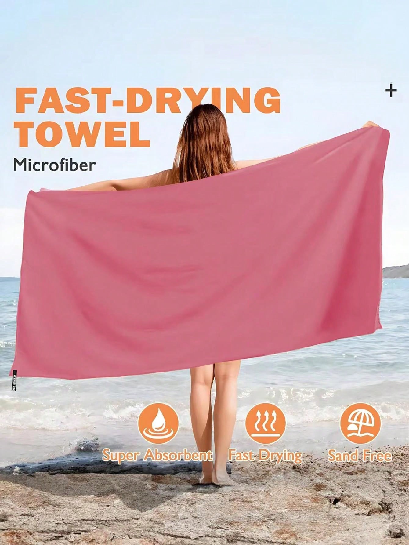 1pc Rose Red Quick Drying Towel, Ultra-Fine Fiber, Thin & Lightweight, Super Absorbent For Outdoor Sports, Camping, Gym, Yoga, Hiking Beach Essentials, Beach Towel