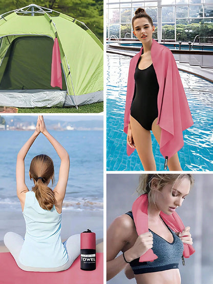 1pc Rose Red Quick Drying Towel, Ultra-Fine Fiber, Thin & Lightweight, Super Absorbent For Outdoor Sports, Camping, Gym, Yoga, Hiking Beach Essentials, Beach Towel
