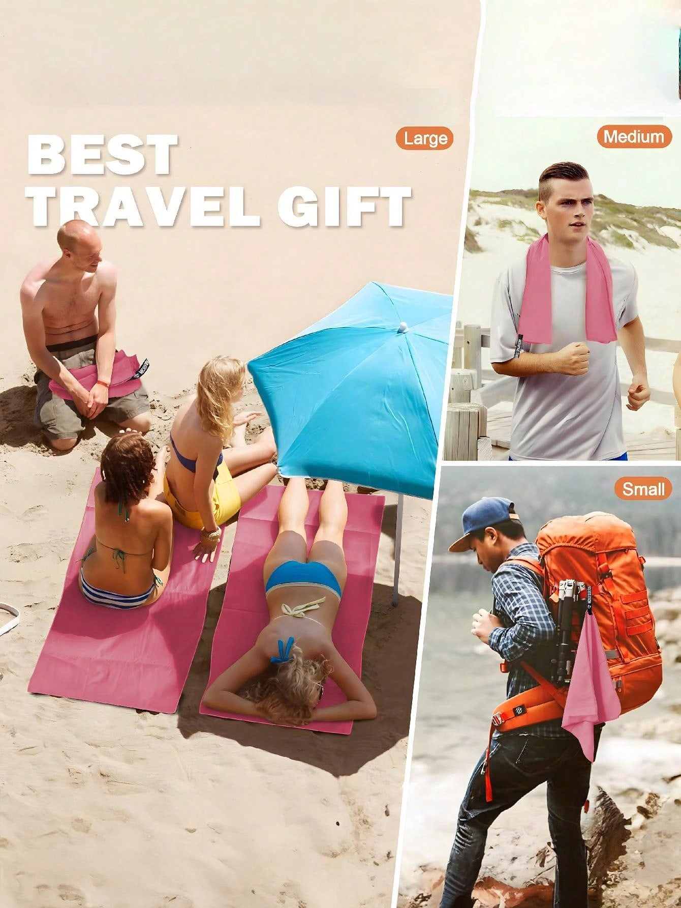 1pc Rose Red Quick Drying Towel, Ultra-Fine Fiber, Thin & Lightweight, Super Absorbent For Outdoor Sports, Camping, Gym, Yoga, Hiking Beach Essentials, Beach Towel