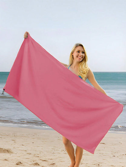 1pc Rose Red Quick Drying Towel, Ultra-Fine Fiber, Thin & Lightweight, Super Absorbent For Outdoor Sports, Camping, Gym, Yoga, Hiking Beach Essentials, Beach Towel