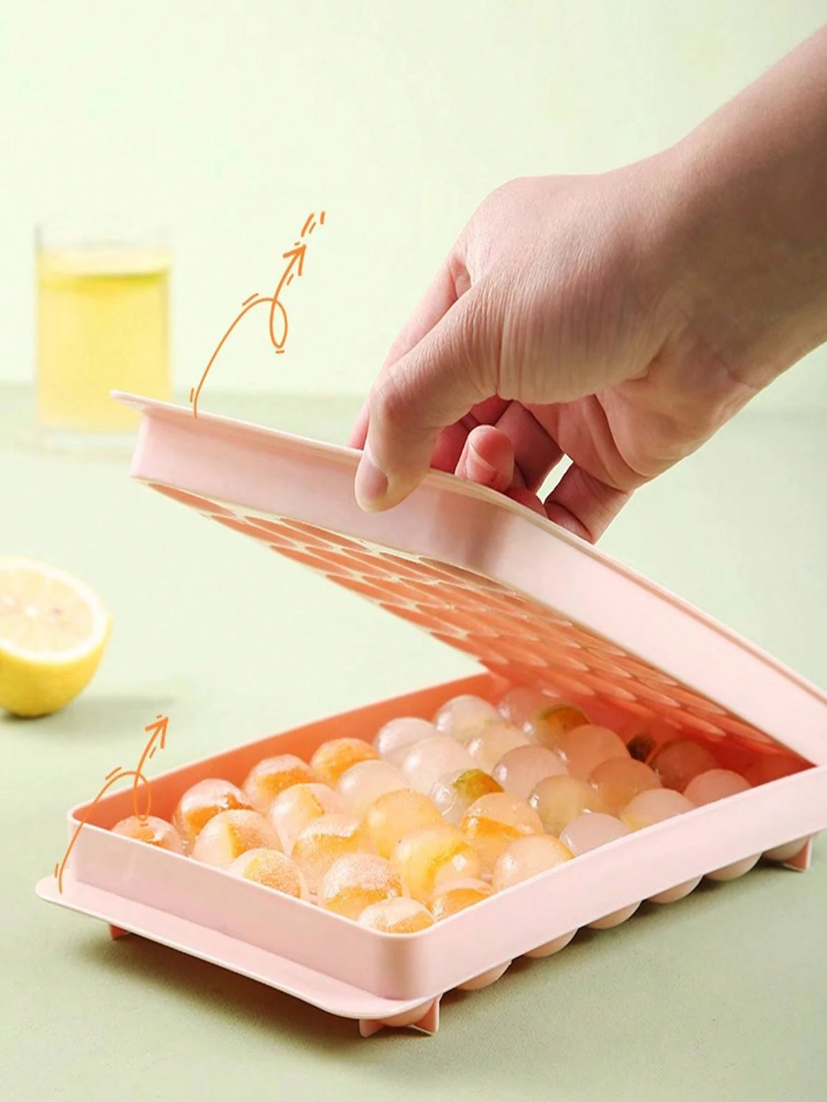 1pc Round Ice Cube Tray With Lid & Drainage, 33 Compartments, Home Diy Ice Making Mold For Refrigerator,Summer,Summer Sets, For Outdoor, Camping, Gift For Father