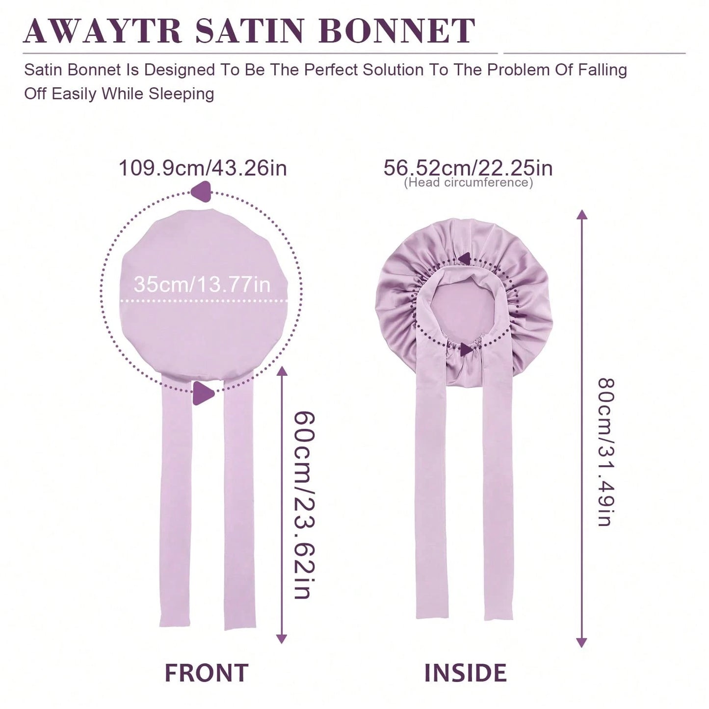 1pc Satin Hair Bonnet Wide Band- Silk Like Sleeping Bonnets For Curly Hair Hair Wrap For Night Cap With Tie Band Breathable Satin Bonnet For Women And Girls Back To School