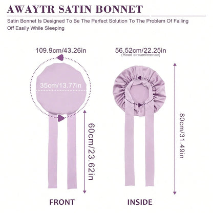 1pc Satin Hair Bonnet Wide Band- Silk Like Sleeping Bonnets For Curly Hair Hair Wrap For Night Cap With Tie Band Breathable Satin Bonnet For Women And Girls Back To School