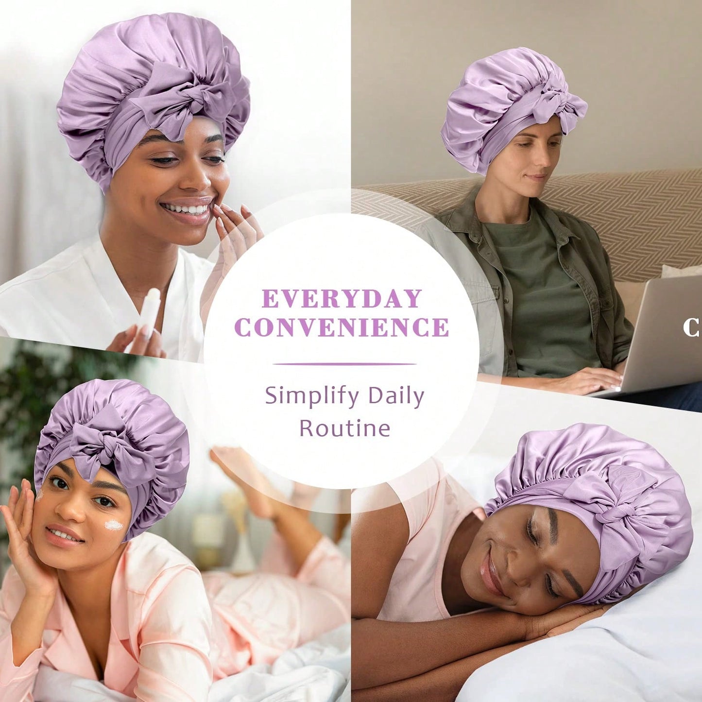 1pc Satin Hair Bonnet Wide Band- Silk Like Sleeping Bonnets For Curly Hair Hair Wrap For Night Cap With Tie Band Breathable Satin Bonnet For Women And Girls Back To School