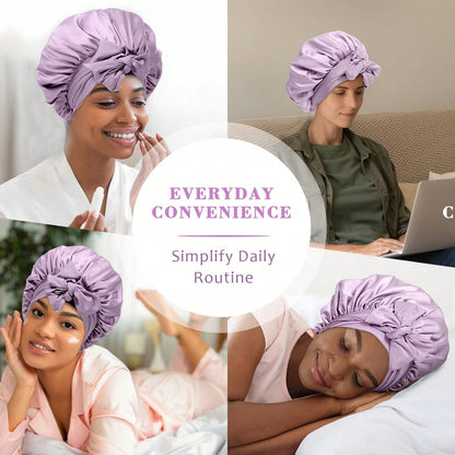 1pc Satin Hair Bonnet Wide Band- Silk Like Sleeping Bonnets For Curly Hair Hair Wrap For Night Cap With Tie Band Breathable Satin Bonnet For Women And Girls Back To School