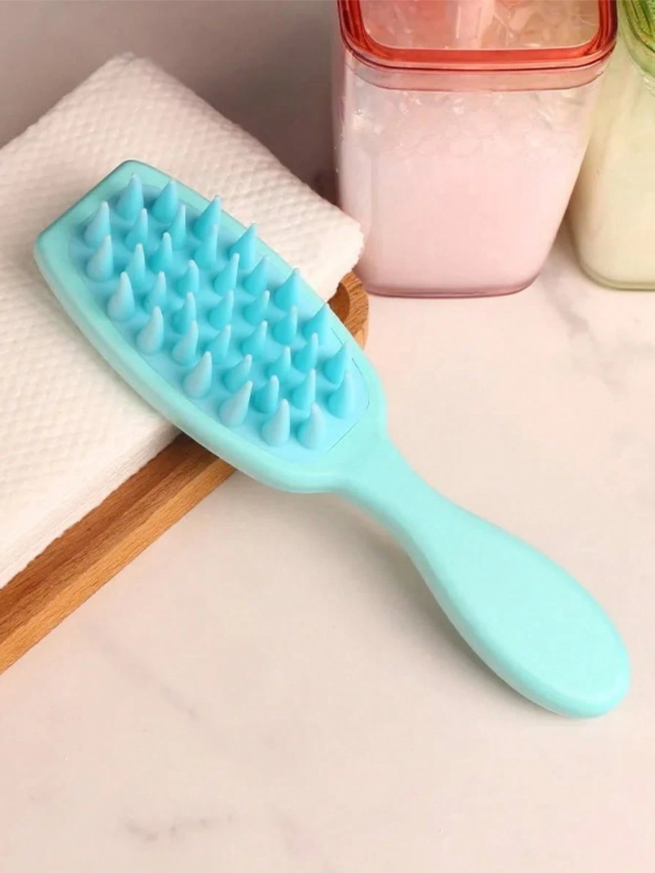 1pc Scalp Massager Shampoo Brush, Long Handle Silicone Hair Brush For Hair Growth And Dandruff Removal, Suitable For Home Use, Hair Brush, Comb, Hairdressing Tools, Hairdressing Products And Accessori