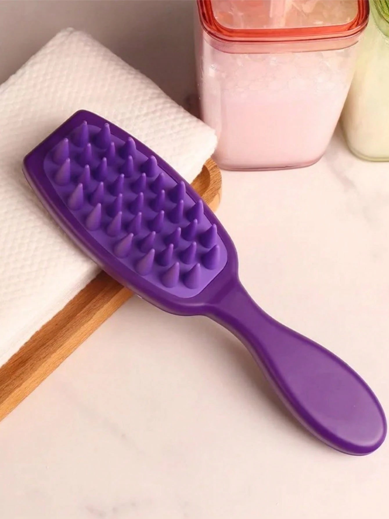 1pc Scalp Massager Shampoo Brush, Long Handle Silicone Hair Brush For Hair Growth And Dandruff Removal, Suitable For Home Use, Hair Brush, Comb, Hairdressing Tools, Hairdressing Products And Accessori