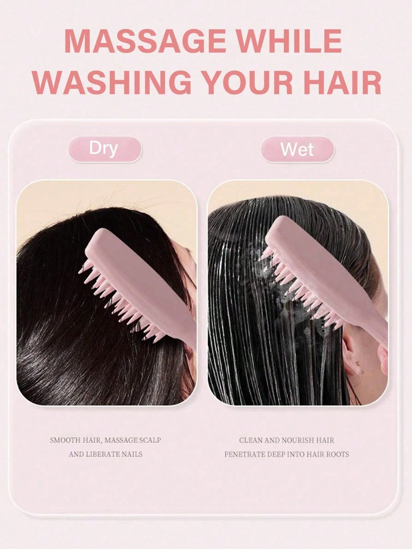 1pc Scalp Massager Shampoo Brush, Long Handle Silicone Hair Brush For Hair Growth And Dandruff Removal, Suitable For Home Use, Hair Brush, Comb, Hairdressing Tools, Hairdressing Products And Accessori
