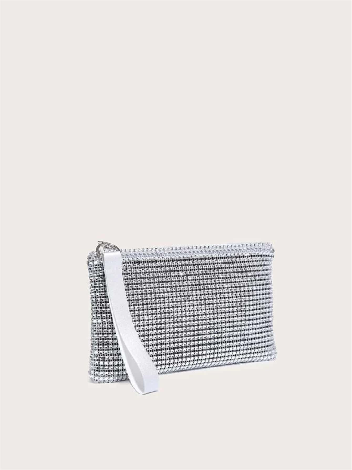 1pc Shiny Hollow Envelope Clutch Bag, Solid Color Plastic Diamond Women's Handbag, Rectangular Party Casual Holiday Gift For Girlfriend, Jelly Bag
