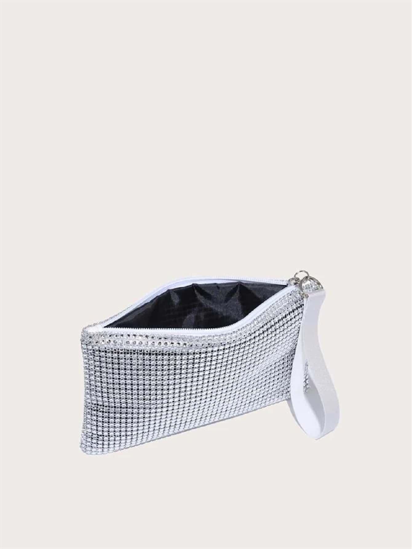 1pc Shiny Hollow Envelope Clutch Bag, Solid Color Plastic Diamond Women's Handbag, Rectangular Party Casual Holiday Gift For Girlfriend, Jelly Bag
