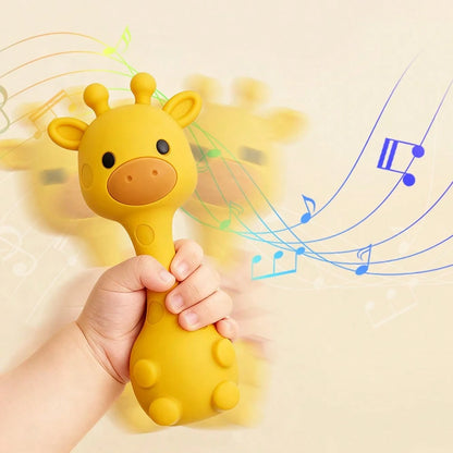 1pc Silicone Rattle Toy, Giraffe Shaped Shaker Toy, Christmas, Halloween, Thanksgiving Gift