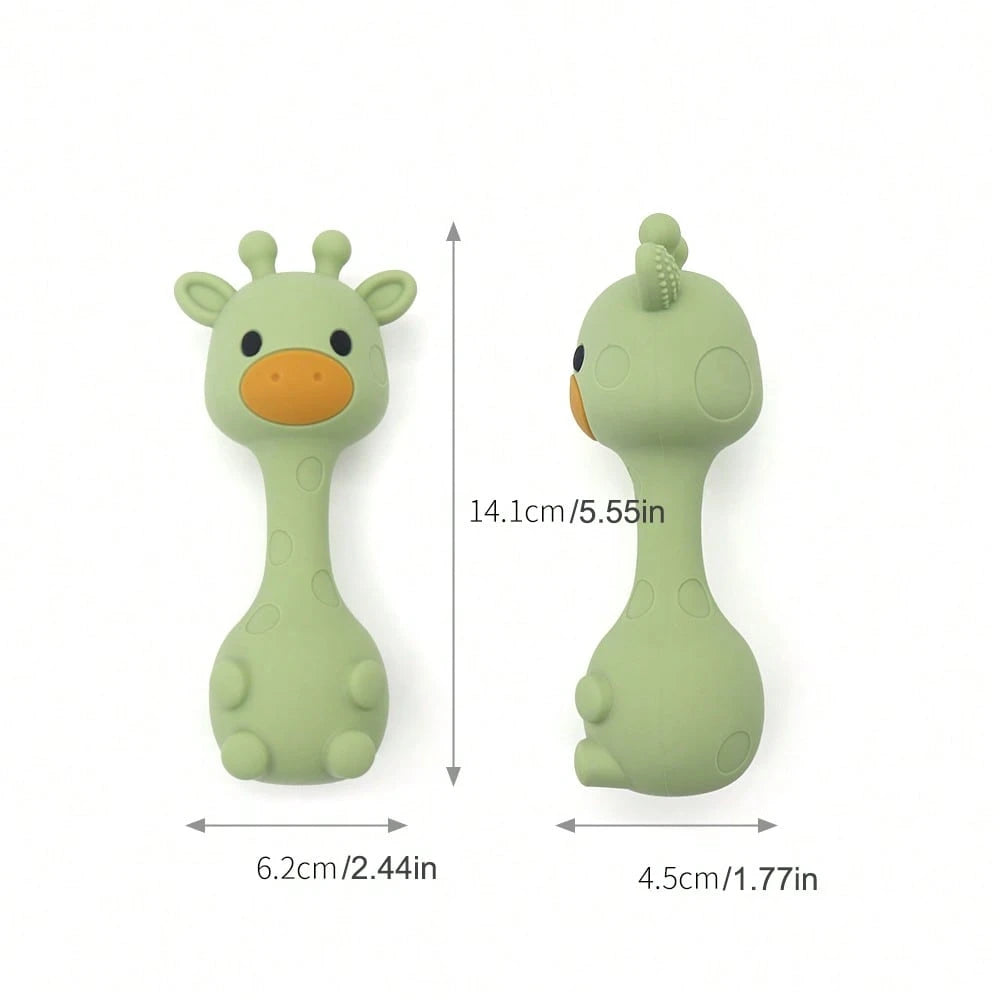 1pc Silicone Rattle Toy, Giraffe Shaped Shaker Toy, Christmas, Halloween, Thanksgiving Gift
