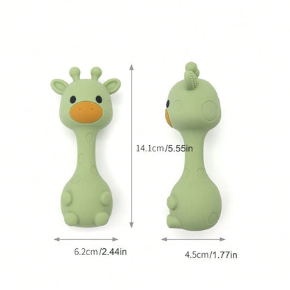 1pc Silicone Rattle Toy, Giraffe Shaped Shaker Toy, Christmas, Halloween, Thanksgiving Gift