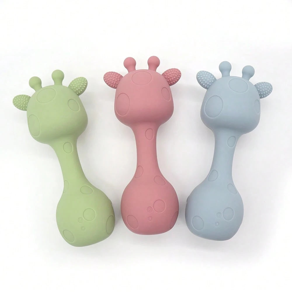 1pc Silicone Rattle Toy, Giraffe Shaped Shaker Toy, Christmas, Halloween, Thanksgiving Gift