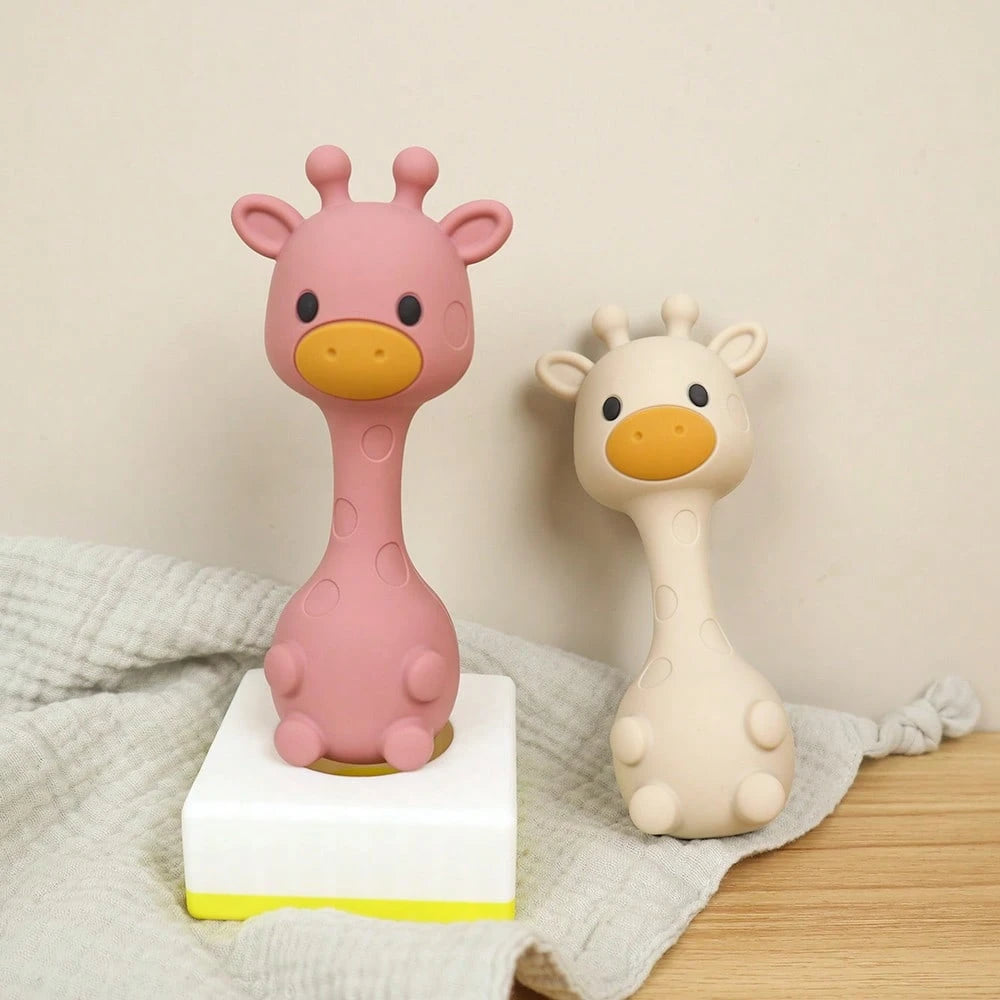 1pc Silicone Rattle Toy, Giraffe Shaped Shaker Toy, Christmas, Halloween, Thanksgiving Gift