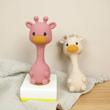 1pc Silicone Rattle Toy, Giraffe Shaped Shaker Toy, Christmas, Halloween, Thanksgiving Gift