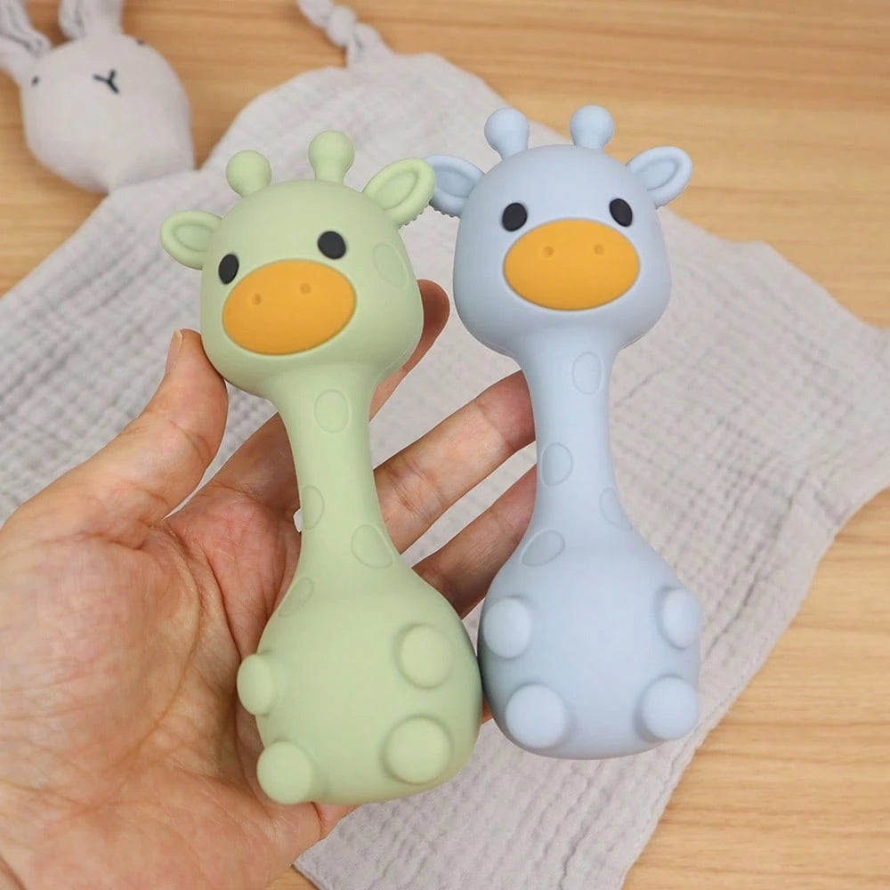1pc Silicone Rattle Toy, Giraffe Shaped Shaker Toy, Christmas, Halloween, Thanksgiving Gift