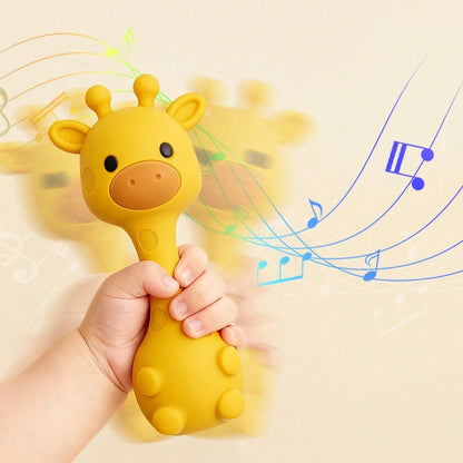 1pc Silicone Rattle Toy, Giraffe Shaped Shaker Toy, Christmas, Halloween, Thanksgiving Gift