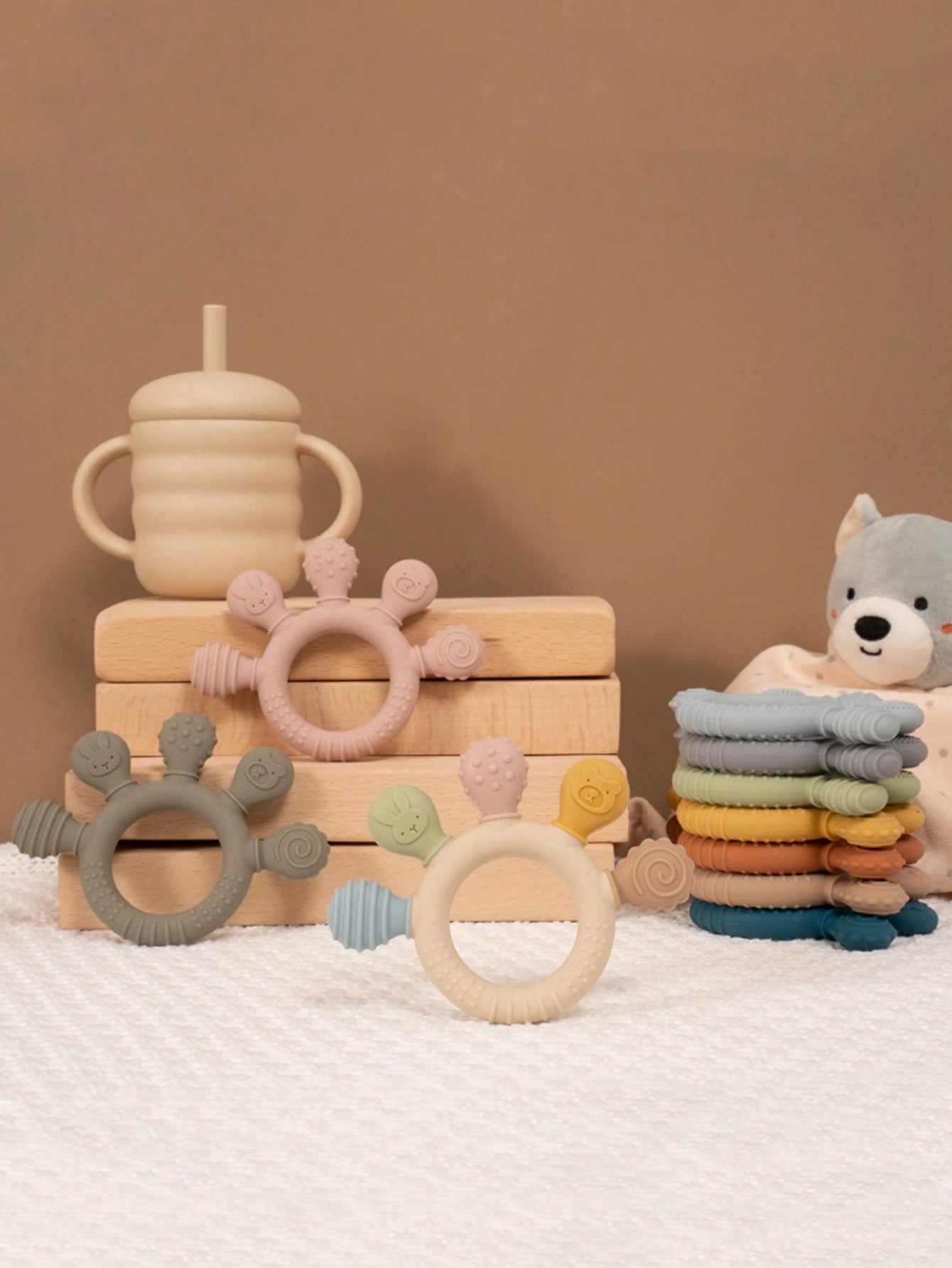 1pc Silicone Teethers Ring For Babies Toddler, Soft Infants Chew Teething Toys Pain Relief