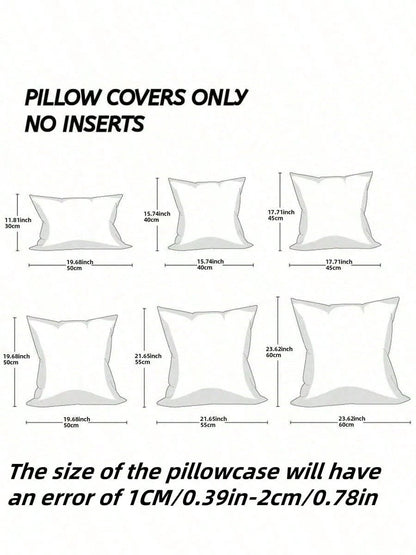 1pc Simple Farmhouse Linen Jacquard Throw Pillow Case