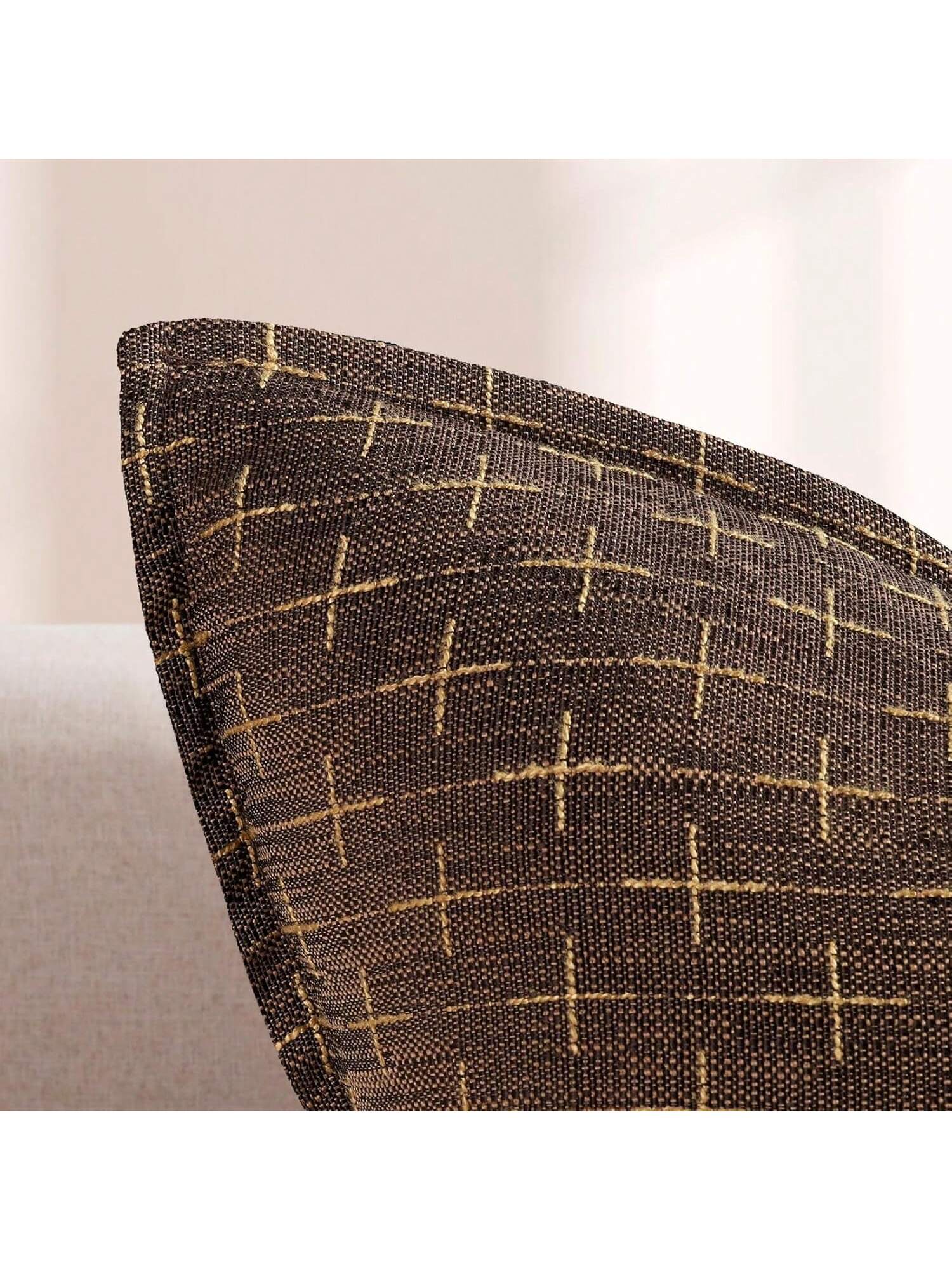 1pc Simple Farmhouse Linen Jacquard Throw Pillow Case