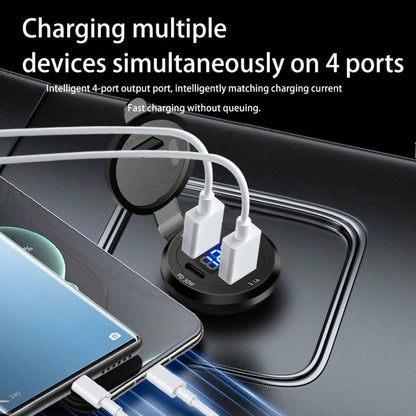 1pc Smart Digital Display Car Charger, Supports QC3.0 Fast Charging, Dual USB Ports, Suitable For 12V-24V Voltage, Type-C Interface, Fast Charging First Choice, Applicable For Cars, Motorcycles, Truck