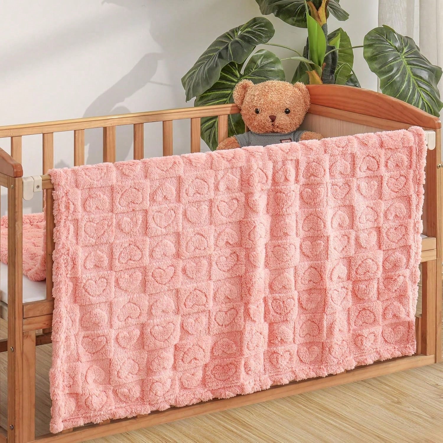 1pc Soft & Cozy Baby Fleece Blanket, Suitable For Girls & Boys, Fluffy Infant Stroller Wrap, Newborn Crib Bedding, Baby Shower Gift