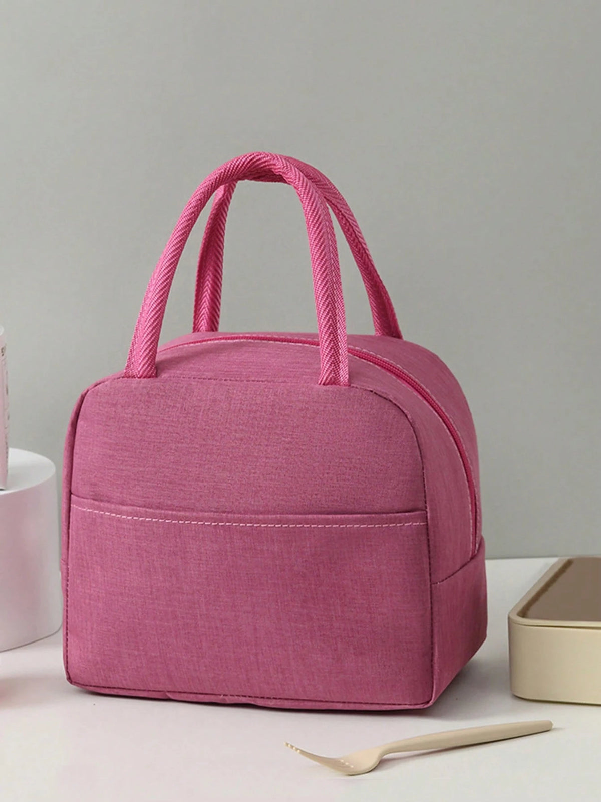 1pc Solid Color Aluminum Foil Insulated Lunch Bag, Portable Lunch Tote Bag For Work, Schoolback To School School Stuff Bag For School Lunch Bag For Women Cooler Bag Picnic Accessories School Accessori