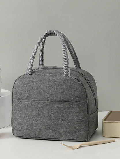 1pc Solid Color Aluminum Foil Insulated Lunch Bag, Portable Lunch Tote Bag For Work, Schoolback To School School Stuff Bag For School Lunch Bag For Women Cooler Bag Picnic Accessories School Accessori