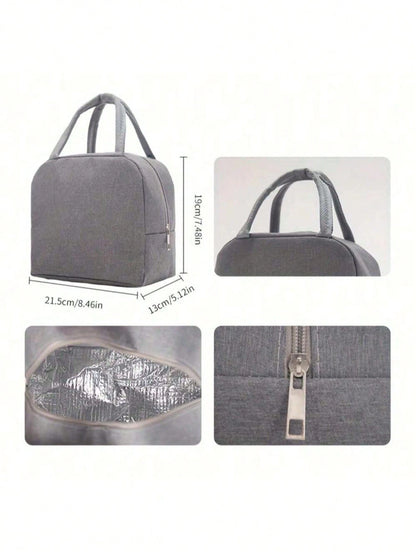 1pc Solid Color Aluminum Foil Insulated Lunch Bag, Portable Lunch Tote Bag For Work, Schoolback To School School Stuff Bag For School Lunch Bag For Women Cooler Bag Picnic Accessories School Accessori