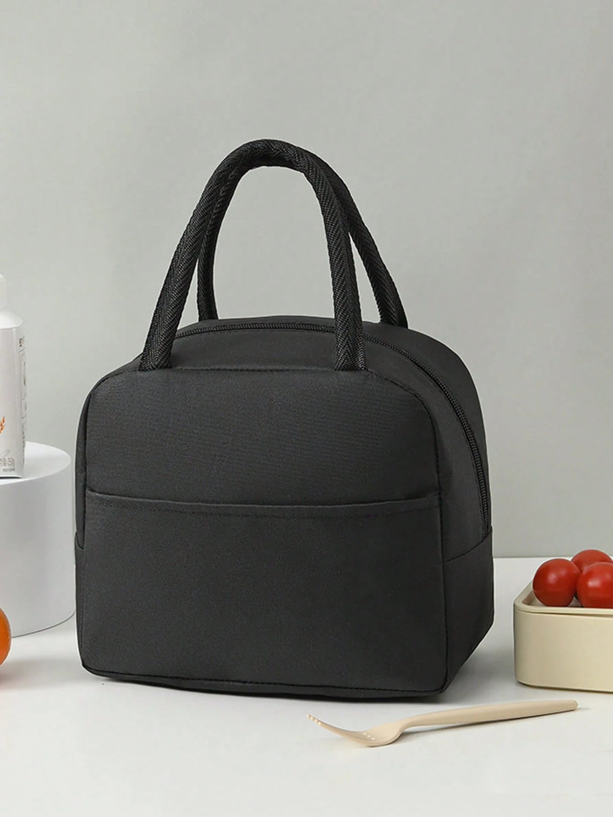 1pc Solid Color Aluminum Foil Insulated Lunch Bag, Portable Lunch Tote Bag For Work, Schoolback To School School Stuff Bag For School Lunch Bag For Women Cooler Bag Picnic Accessories School Accessori