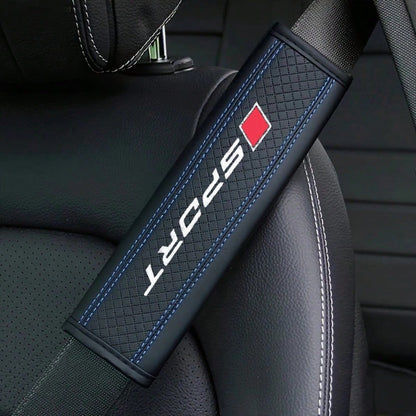 1pc Sports Logo PU Leather Car Seat Belt Cover, Anti-Slip Comfortable Shoulder Pad, Universal Car Interior Seat Belt Protector