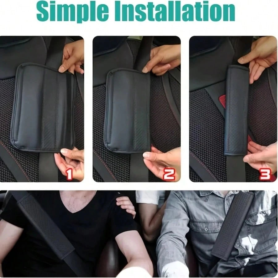 1pc Sports Logo PU Leather Car Seat Belt Cover, Anti-Slip Comfortable Shoulder Pad, Universal Car Interior Seat Belt Protector