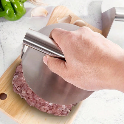 1pc Stainless Steel Burger Press And 100 Patty Separation Papers, Round Patty Maker For BBQ And Frying Pan, Meat Masher Tool For Grilling And Cooking, Meat Press, Burger Mold