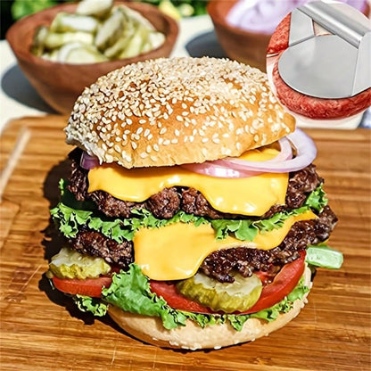 1pc Stainless Steel Burger Press And 100 Patty Separation Papers, Round Patty Maker For BBQ And Frying Pan, Meat Masher Tool For Grilling And Cooking, Meat Press, Burger Mold