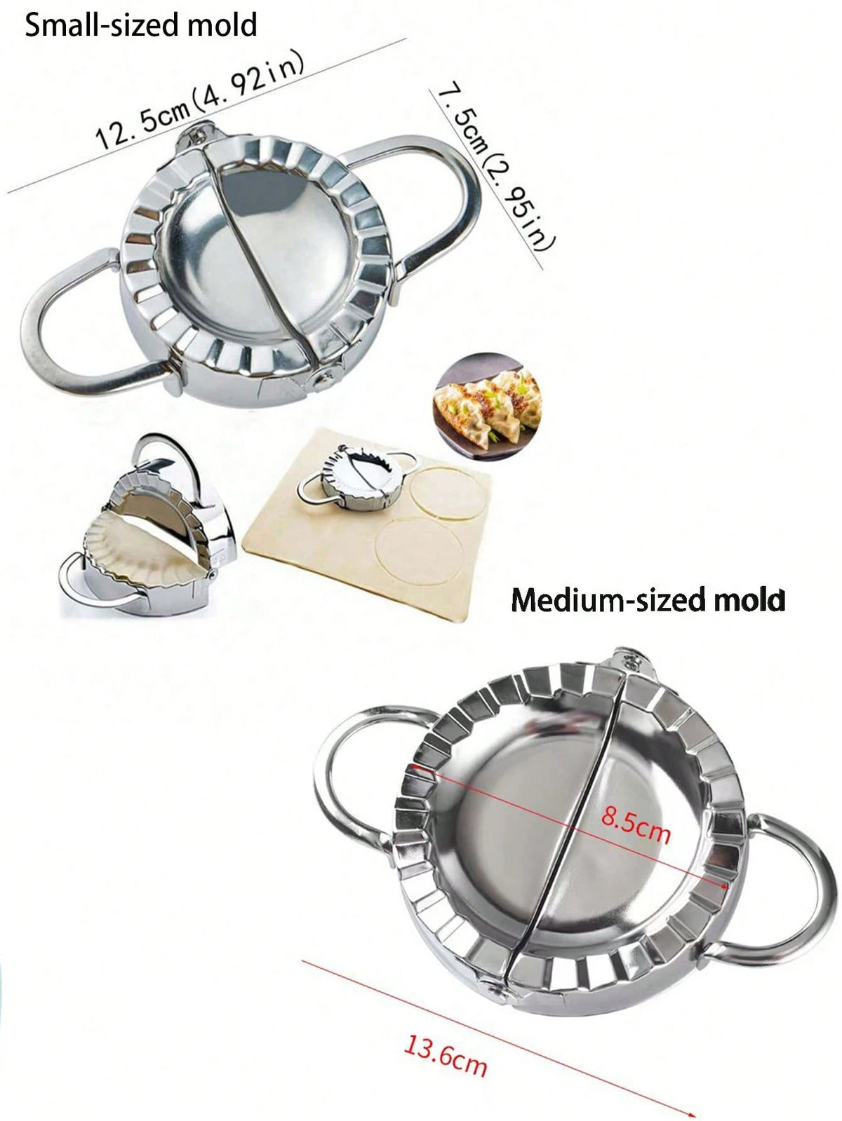 1pc Stainless Steel Dumpling Maker, Dumpling Skin Cutter, Handmade Dumpling Packaging Tool, Meat Filling Cake Rolling Pin, Dough Cutting And Shaping Tool, Baking Kitchen Helper, Suitable For Making Du