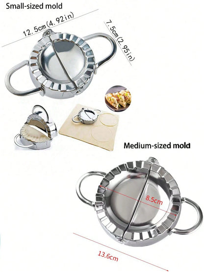 1pc Stainless Steel Dumpling Maker, Dumpling Skin Cutter, Handmade Dumpling Packaging Tool, Meat Filling Cake Rolling Pin, Dough Cutting And Shaping Tool, Baking Kitchen Helper, Suitable For Making Du